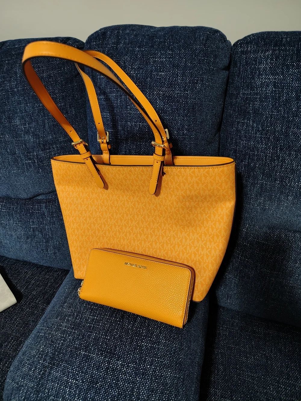 Michael Kors Orange Zip-Around Leather Wallet